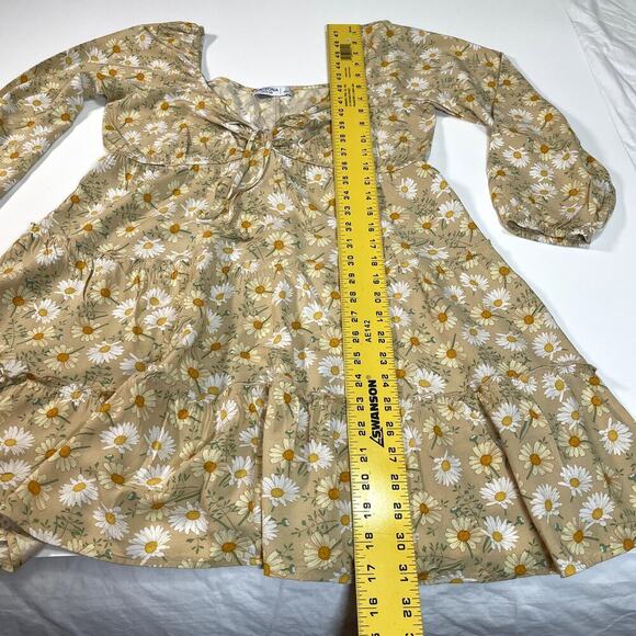 ARIZONA Women’s LG Daisy Print Peasant Style Y2K Baby Doll Dress Boho Cottage - Picture 3 of 8